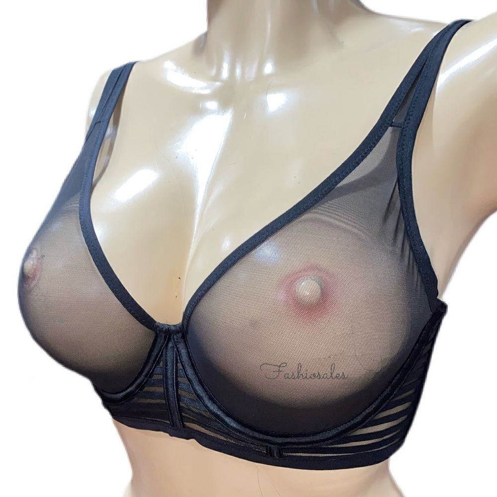 Victoria’s Secret Sexy Sheer Mesh Unlined Plunge strappy bra black 38B